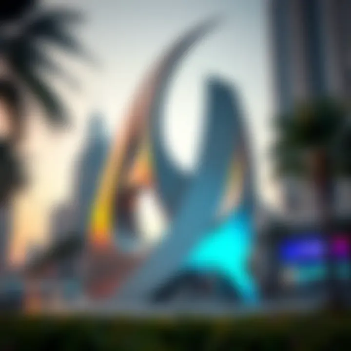 An abstract sculpture symbolizing economic growth and cultural richness in Dubai