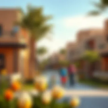Community Living in Akoya Damac Hills Vibrant community life in Akoya Damac Hills with families enjoying outdoor spaces