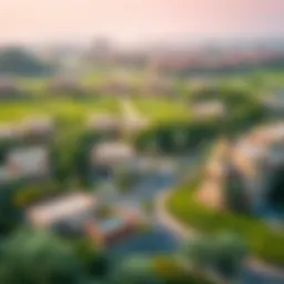 Stunning landscape view of Akoya Damac Hills showcasing lush greenery and elegant villas