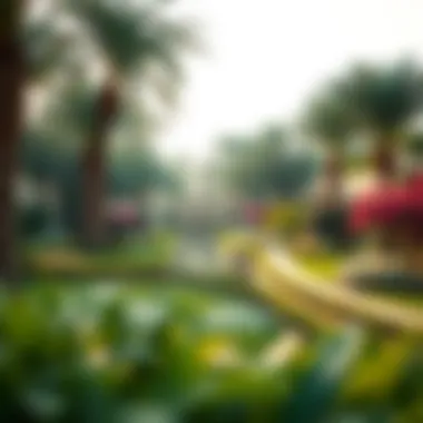 Lush landscaped gardens in Al Barari