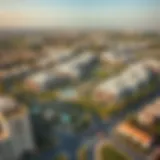 Aerial view of Al Furjan showcasing its modern architecture and green spaces