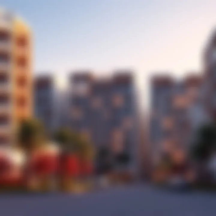 Modern residential buildings in Al Furjan highlighting the neighborhood's architecture