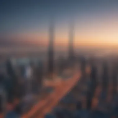 Dubai Skyline with Al Ketbi Building Panoramic view of Dubai skyline featuring Al Ketbi Building