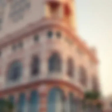 Close-up of the intricate facade details of the Al Mamzar Building