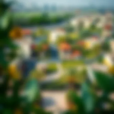 Vibrant community area with lush greenery and recreational facilities