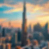 Stunning view of Al Meraikhi Tower against the Dubai skyline showcasing its modern architecture.