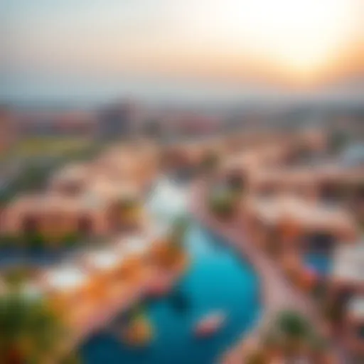 A panoramic view of Al Quasis showcasing residential and commercial architecture