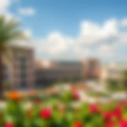 A serene view of Al Salam Community School's campus