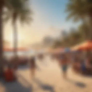 Recreational Vibrancy at Al Souf Beach Visitors engaging in recreational activities at Al Souf Beach, illustrating the lively atmosphere and diverse offerings.
