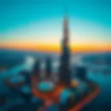 Panoramic view of Al Zarooni Tower at sunset