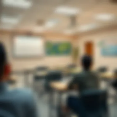 Classroom setting for theoretical driving education at the center