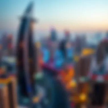 Aerial view showcasing the vibrant skyline of Bur Dubai.