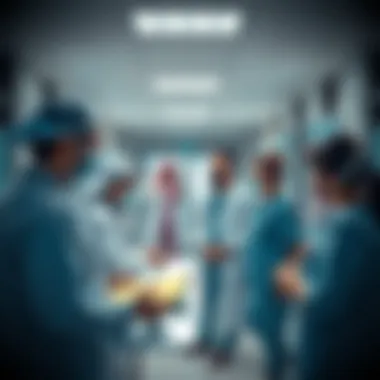 Collaboration in Healthcare at Al Maktoum Hospital Healthcare professionals collaborating in a dynamic environment