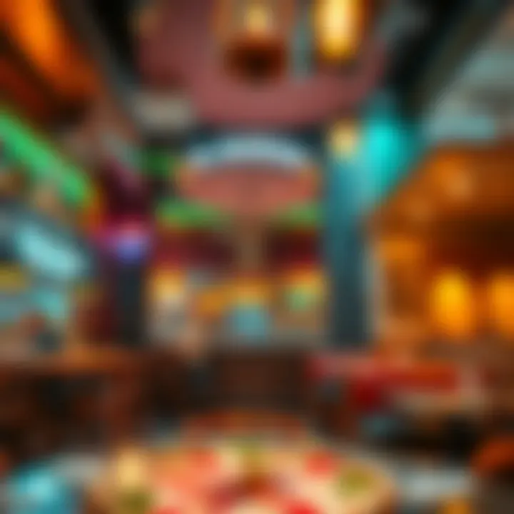 Al Barsha Eatery Atmosphere An inviting atmosphere of a popular Al Barsha eatery featuring baba ghanouj on the menu.