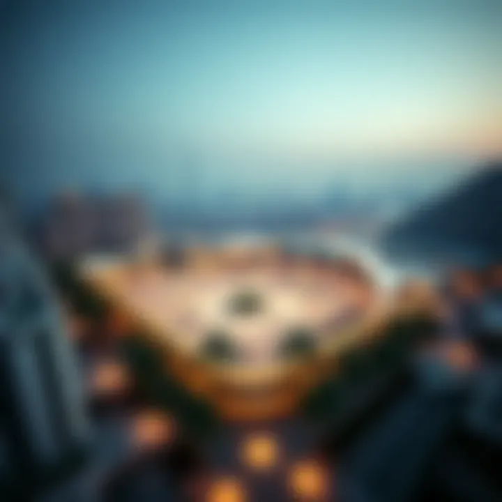 Aerial view of D3 Skate Park showcasing its unique architectural design