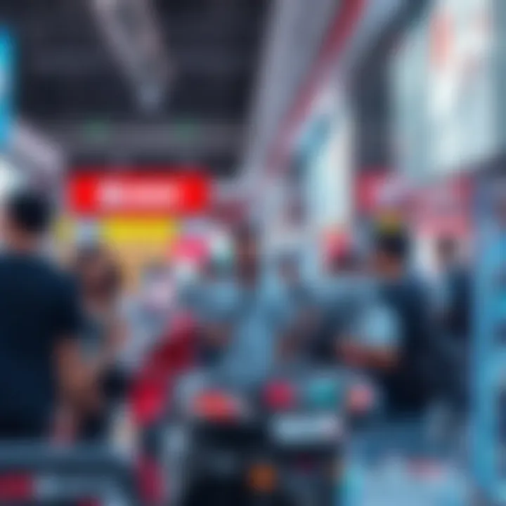 Customers engaging with products inside Daiso Motor City