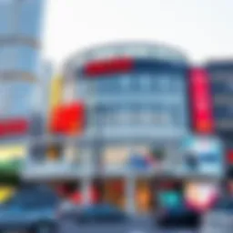 Exterior view of Daiso Motor City showcasing its modern architecture