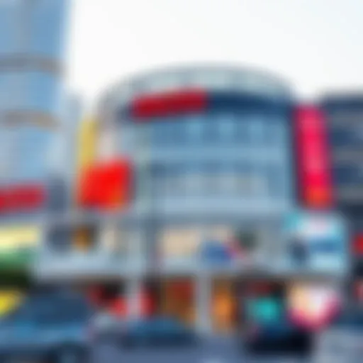 Exterior view of Daiso Motor City showcasing its modern architecture