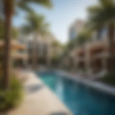 Outdoor Oasis: Pool Area at Damac Maison Inviting outdoor pool area at Damac Maison
