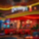 Interior view of Denny's with vibrant decor