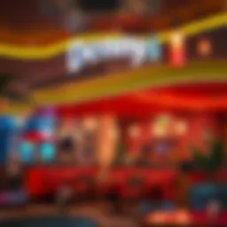 Interior view of Denny's with vibrant decor