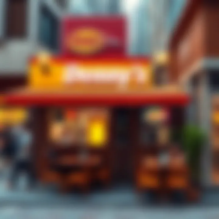 Denny's outdoor seating area with shoppers nearby