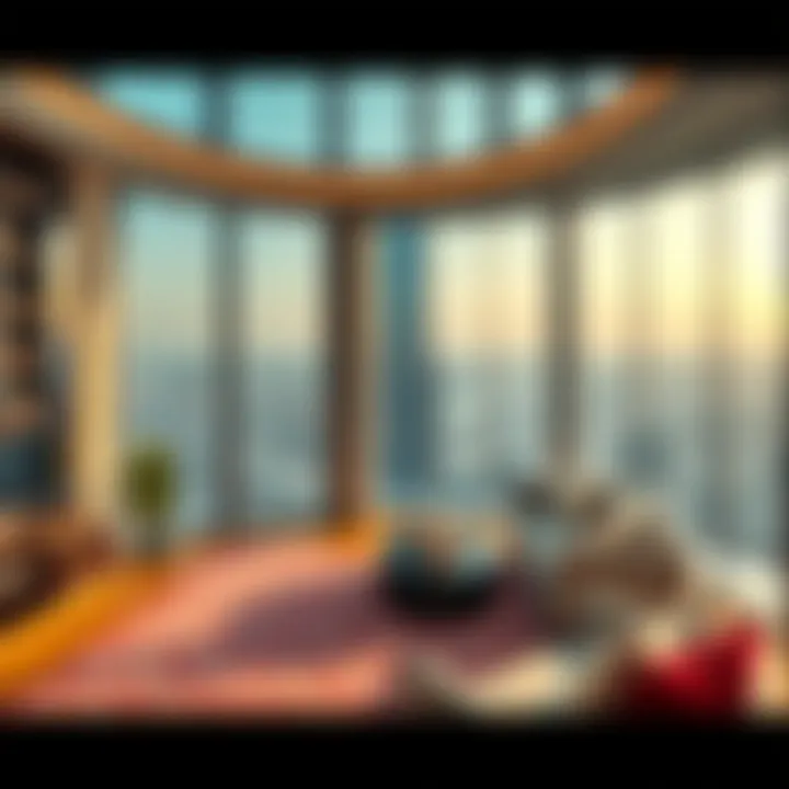 Interior view of a luxury apartment in Dome Tower with stunning views