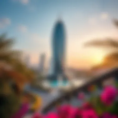 Dome Tower surrounded by lush landscaping and urban facilities