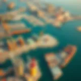 Aerial view of Dubai Harbor showcasing its intricate layout and facilities