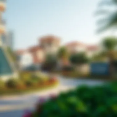 A picturesque park in a Dubai neighborhood featuring lush landscapes and leisure spaces