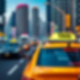 Taxi navigating through Dubai streets