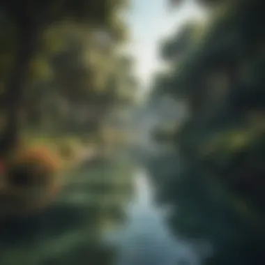 Serene Water Bodies in Al Barari Forest Serene water bodies in Al Barari Forest
