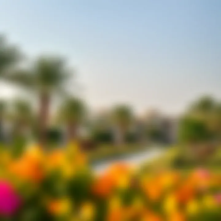 Community park in Al Furjan filled with lush greenery