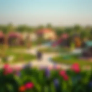Vibrant community park in Al Furjan filled with greenery and recreational facilities.