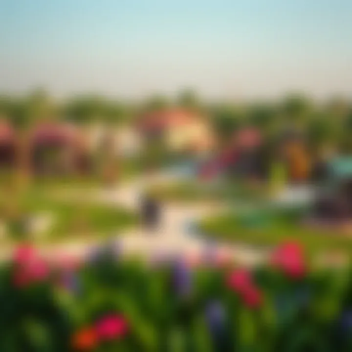 Vibrant community park in Al Furjan filled with greenery and recreational facilities.