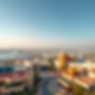 A panoramic view of Al Jafiliya showcasing modern architecture and traditional elements