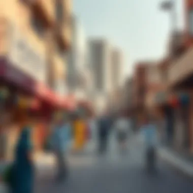 Vibrant street scene in Al Jafiliya illustrating local life and commerce