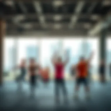 Group fitness class in session at Al Khail Gate Gym