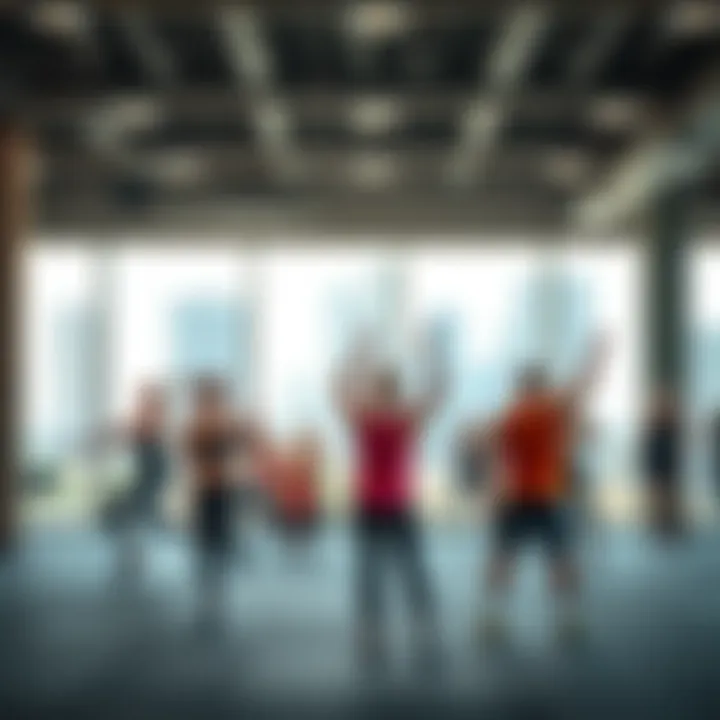 Group fitness class in session at Al Khail Gate Gym