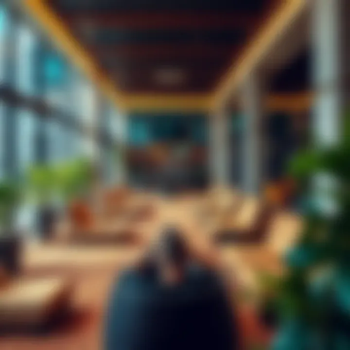 Relaxation area in Al Khail Gate Gym with modern amenities