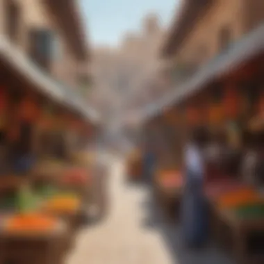 Local Market Scene in Al Meena A colorful market scene in Al Meena highlighting local crafts and traditional goods