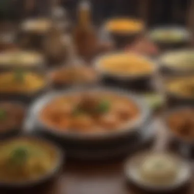 An array of traditional dishes served at a popular restaurant in Al Meena