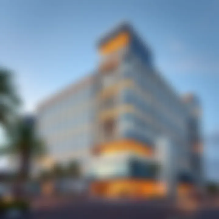 Exterior view of the Al Mulla Building showcasing its modern architecture