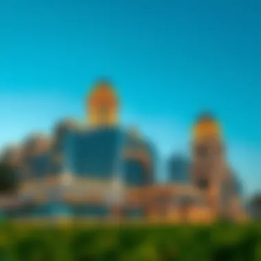 Architectural Marvel of Al Mulla Plaza Stunning architectural view of Al Mulla Plaza