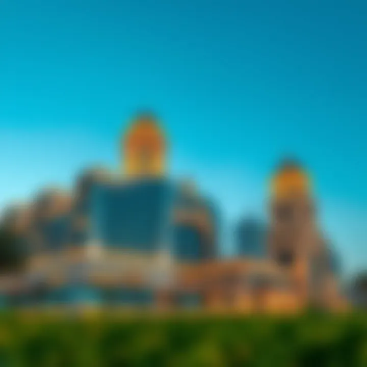 Architectural Marvel of Al Mulla Plaza Stunning architectural view of Al Mulla Plaza