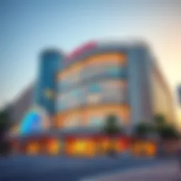 Exterior view of Al Mulla Plaza showcasing its modern architecture.