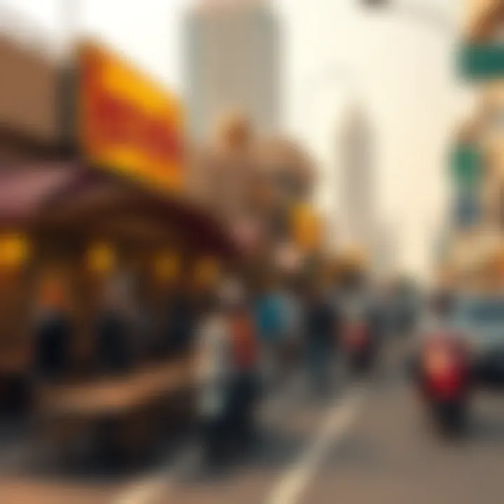 Vibrancy of Al Nahda's Dining Scene A bustling highway restaurant scene during peak hours