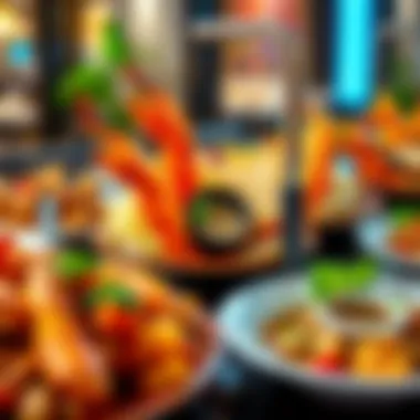 A vibrant selection of fresh seafood dishes served at Al Qabbah