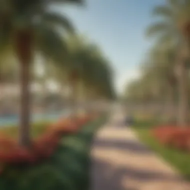 Relaxation and Community at the Park A serene park in Al Qusais, perfect for relaxation and community gatherings