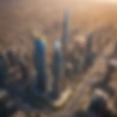 Aerial View of Al Safa Tower Aerial view showcasing the majestic Al Safa Tower amidst Dubai's skyline.